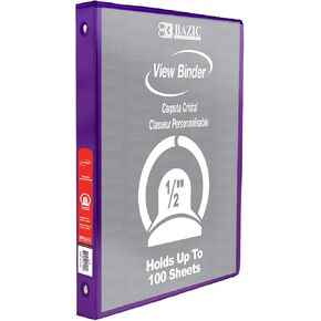 Bazic Products 1/2" Purple 3-Ring View Binder w/2-Pockets