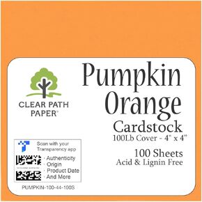 Clear Path Paper Orange Cardstock - 6 x 6 inch - 65Lb Cover - 100 Sheets