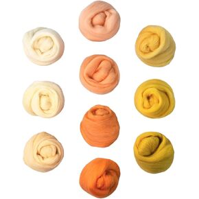 Needle Felting Wool, 10 Colors Wool Roving Yarn for Beginners and Wet Felting, 10g/Colour Fibre Wool Roving for DIY Craft/Spinning/Wall Hangings/Tapestry (Blue Series)