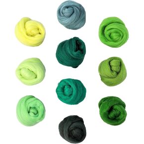 Needle Felting Wool, 10 Colors Wool Roving Yarn for Beginners and Wet Felting, 10g/Colour Fibre Wool Roving for DIY Craft/Spinning/Wall Hangings/Tapestry (Blue Series) in Kuwait