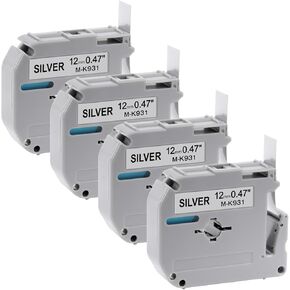 4-Pack PTM95 Label Tape Replacement M-K231 Brother Label Tape 12mm 0.47 White M Tape Compatible with Brother P-Touch PTM95 Label Maker and PT-80 PT-65 PT-70 PT-45 PT-90 Label Makers