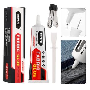 Fabric Glue, Permanent, Clear, 60 ML Washable Adhesive for Clothing, Patches, Leather, Cotton, Denim, Polyester, Flannel, and All Fabrics,Super Fabric Glue