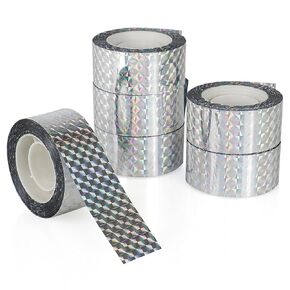 BOMEI PACK Non-Adhesive Reflective Tape 6Roll 1’’x 164ft Reflective Flashing Tape for Outdoors, Houses, Gardens, Yards, Orchards to Repel Birds,Bird Repellent Tape