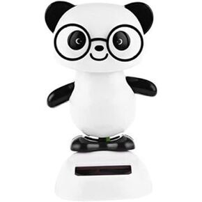Black and White Solar Dancing Panda Bear Tiger - Shaking, Car Dashboard Ornament, Dancing Animal Figurine for Home Desk Decorations, Solar Power Kit