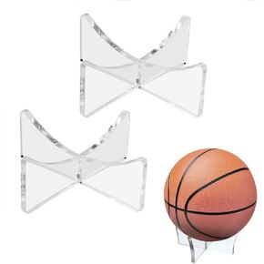 2 Pcs Acrylic Basketball Stand, Ball Display Stand for Football Basketball Soccer Volleyball Rugby Sports Ball Storage Rack Basketball Holder Display Ball Holder Stand, Black