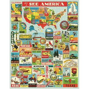 Cavallini - Vintage Jigsaw Puzzle - 1000 Pieces - 55x70cms - See America