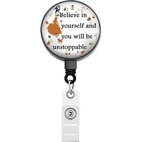BEKECH Belle Princess Retractable Badge Holder Fairy Tale Princess Badge Reel Belle Rose Fairy Tale Fans Gift