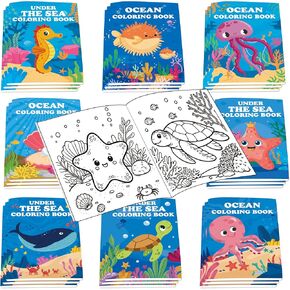 24PCS Mermaid Mini Coloring Books Purple Mermaid Theme Party Favors Ocean Mermaid Coloring Books Bulk for Kids Mermaid Theme Birthday Party Drawing Book Craft Supplies