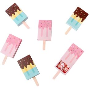 Adam Victor 3D Popsicle Box Design- Gift Boxes Funny Paper Candy Box, Party Decoration- DIY Lovely Party Favor& Mini Goody Boxes, 12 Pcs in Package, 2 Colors(Pink and Blue)