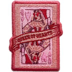 Queen of Hearts Patch, 3 Inches Sew On Iron On Patches Queen Card Embroidery Patches for Clothes Backpacks Hats Jeans Bags, Funny Cowgirl Embroidered Patches, Valentines DIY Patch for Adults