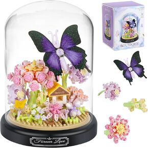 Flower Butterfly Bouquet Building Set, 582 PCS Butterfly Flower Mini Brick Building Blocks Toys for Kids, Adults, Gift for Mother's Day, Christmas