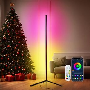 LED Corner Lamp, RGB Ambience Lighting Works with APP Control,16 Million DIY Colors Mode Standing Light with Remote, Music Sync & Timer, Smart lamp for Party Bar Gaming Living Room