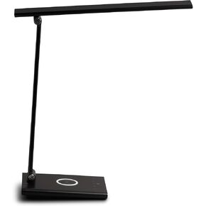 LED Desk Lamp with Wireless Charger, Eye-Caring Desk Light for Home Office, 10W Bright Desk Lamp with USB Charging Port, Dimmable Lamp for Desk, Adjustable Desk Lighting with Memory, Black