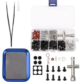 ShareGoo Universal RC Screws Kit,M3 Screws Flat washers R Clips Hexagon Wrench Repair Tool Box with Magnetic Screw Tray Compatible with Traxxas Axial Redcat HSP HPI 1/8 1/10 RC Car
