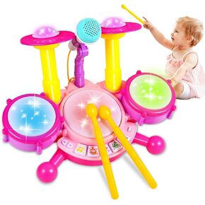 Drum Set for Toddlers 1-3, Baby Drum Set with Microphone, Kids Drum Sets for 2-5, Toddler Drum Set Toys for 1 2 3 Year Old Boy Birthday Christmas for Babies Boy Girl 6 12 18 Month