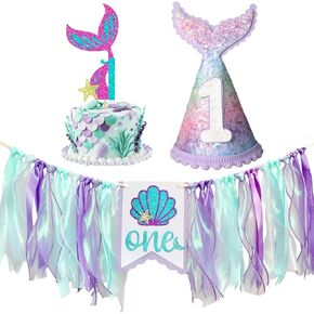 حورية البحر الأولى عيد ميلاد عالية كرسي لافتة الحفلات الخضراء ديكورات حورية البحر تحت راية عيد ميلاد البحر حورية البحر الكعكة توبر حورية البحر حورية البحر الحفلات الصيف الحفلات وهاواي. in Kuwait