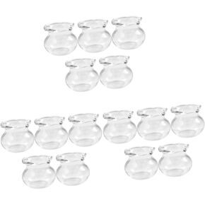 15 Pcs Mini Fish Tanks Glass Ornaments, Diy Dollhouse Accessories, Transparent Miniature Fish Bowls for Desktop Decor, 0.98x0.98x0.79in, Ideal for Mini House Scenes