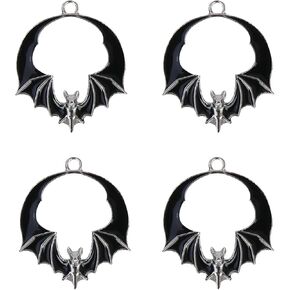 50Pcs Bat Charms,Styles Tibetan Bat Charms Vampire Bat Connector Charms for Making Necklace, Keychain, Bracelets, Earrings