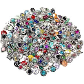 30pcs Mixed Style Petite Rhinestones Snaps Jewelry Charms Ginger Buttons 12mm for Interchangeable Snaps Jewelry Making Women DIY Bracelets Necklaces Rings Brooch Accessories (color-30pcs)