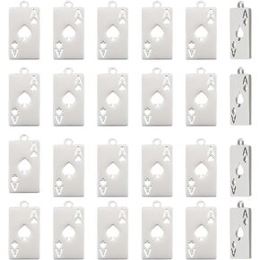 UNICRAFTALE 24pcs 201 Stainless Steel Poker Card Charms Laser Cut Ace Of Spades Metal Card Pendants Playing Card Charms for DIY Bracelet Earring Jewelry Making Craft Ornament