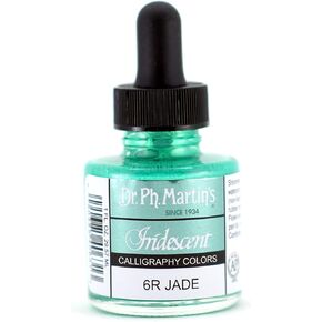 Dr. Ph. Martin's Iridescent Calligraphy Color (6R) Ink Bottle, 1.0 oz, Iridescent Jade, 1 Bottle