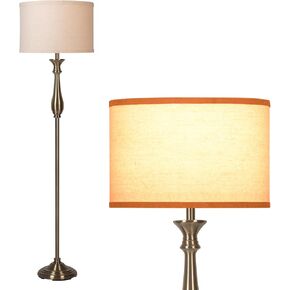 66.2'' Vintage Floor Lamp for Living Room, Mid Century Height Standing Lamp, Tall Pole Light with Linen Shade,Floor Lamps for Reading, Bedroom (Dark Brown)