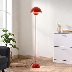 Modern Black Tall Standing Floor Lamp, Mid Century Bud Bright Floor Lamps for Living Rooms & Bedrooms, Lighting Lamp Metal Floor Lights for Reading (Red)