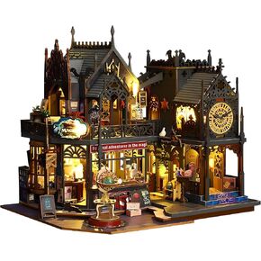 DIY Miniature House Kit with LED Lights, Wizard Dollhouse, 3D Wooden Doll House Building Kit for Adults and Teens,Wooden Crafts Mini Model Magic Kits and Home Decor (Magic Treasure House)
