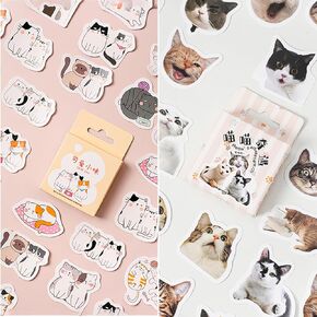 92PCS Small Cute Cat Stickers for Scrapbooking Bullet Journal DIY Decoration Journaling Planners Suitcase Diary Notebooks, Album Laptop Phone Case Art Craft