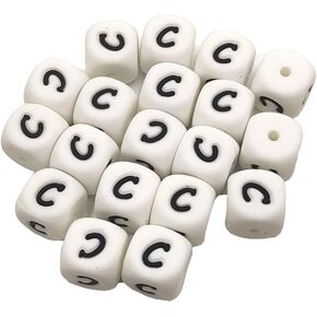 30PCS 12mm Silicone Alphabet Letter Beads Cube English Letter A Beads for Keychain DIY Jewelry Making Name Bracelets Necklaces Accessories