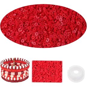 4000pcs Green Clay Beads for Bracelet Making, 6mm Flat Round Polymer Beads Spacer Heishi Beads for DIY Jewelry Earrings Crafts(Green)
