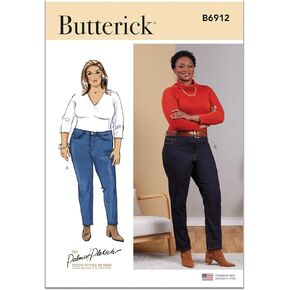 Butterick Women's Jeans Sewing Pattern Kit by Palmer/Pletsch, Design Code B6912, Sizes 20W-22W-24W-26W-28W
