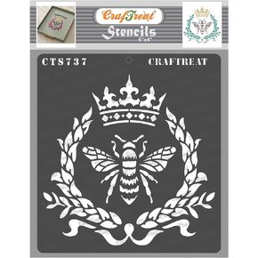 CrafTreat Reusable Bee Stencils for Painting - Queen Bee (6x6) DIY Stencils for Painting on Wood, Clothes, Wall, Furniture, Home Décor