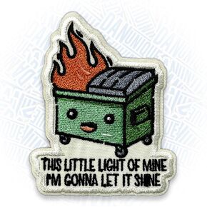 This Little Light of Mine I'm Gonna Let It Shine Patch 3" Dumpster Fire Embroidered Patches Iron On Embroidery Patch for Jackets, Backpack, Hat, Uniform DIY Sew On Patches Gifts for Adult 3 Inches