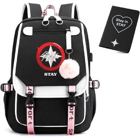 Kpop SKZ Merch Laptop Bag Large Capacity Bookbag with Notebook, USB Charging and Headphone Port