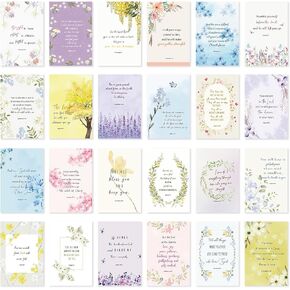 24 Pack Floral Inspirational Christian Retaing بطاقات مع مظلات ذاتية اللصق ، 4 "× 6" مشجعة مشجعة الملاحظة ملاحظة لجميع المناسبات ، 24 آية للكتاب المقدس ، لا تكرار