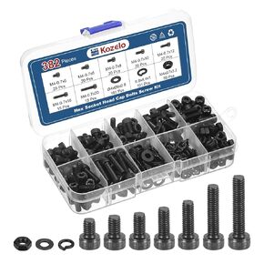 320pcs M3 Socket Head Cap Screws Bolts Nuts Assortment Kit - [M3x10/12/14/16mm] Alloy Steel Fully Threaded Black Oxide 12.9 Internal Hex Screw for 3D Printer Use