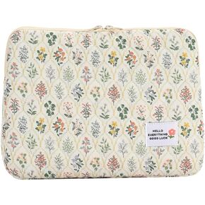 Puffy Laptop Sleeve 13-15.6 Inch Cute Floral Laptop Case Protective Quilted Laptop Bag Padded Laptop Soft Case for MacBook