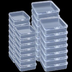 Tuanse 30 Pcs Clear Plastic Beads Storage Containers Box with Lids Multiple Sizes Storage Square Containers for Jewelry Beads Craft Supplies(4.1 x 3 x 1 Inch)