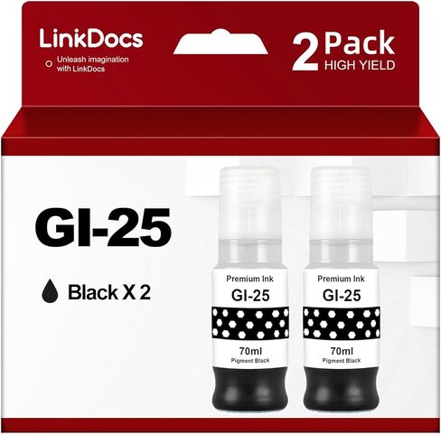 زجاجة حبر أسود GI-25 متوافق (2 حزمة) لزجاجة Canon Black GI-25 GI25 تعبئة الحبر تعمل لمطابعات Canon Maxify GX1020 GX2020 in Kuwait