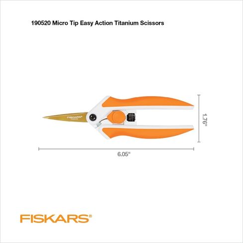 Fiskars Premier No. 5 Micro-Tip Easy Action Titanium Scissors - Stainless Steel Fabric and Mixed Media Scissors - Arts and Crafts - Orange in Saudi Arabia