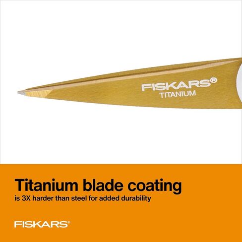 Fiskars Premier No. 5 Micro-Tip Easy Action Titanium Scissors - Stainless Steel Fabric and Mixed Media Scissors - Arts and Crafts - Orange in Saudi Arabia
