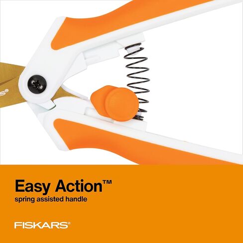 Fiskars Premier No. 5 Micro-Tip Easy Action Titanium Scissors - Stainless Steel Fabric and Mixed Media Scissors - Arts and Crafts - Orange in Saudi Arabia