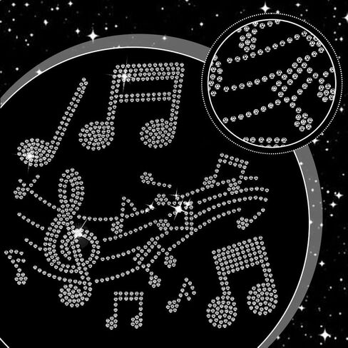 MAYJOYDIY Music Note Rhinestone Iron on Hotfix Transfer Decal White Music Iron On Rhinestone Crystal T-Shirt Transfer Heat Transfer Bling Patch Rhinestone Sticker for Jacket Bags Jeans Craft in Kuwait