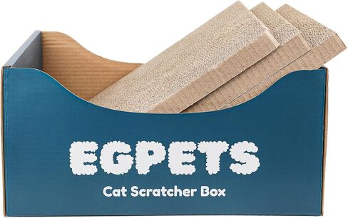 Cardboard Cat Scratcher Box with 3PCS Extra-Large Double-Sided Scratching Board, Refillable and Sturdy, Ideal for Hiding, Scratching and Sleeping, Easy to Clean and Assemble, Ink Blue in Saudi Arabia