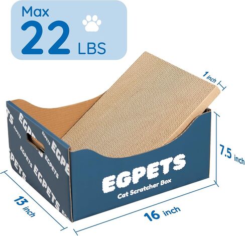 Cardboard Cat Scratcher Box with 3PCS Extra-Large Double-Sided Scratching Board, Refillable and Sturdy, Ideal for Hiding, Scratching and Sleeping, Easy to Clean and Assemble, Ink Blue in Saudi Arabia