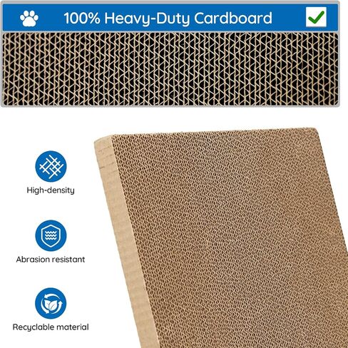 Cardboard Cat Scratcher Box with 3PCS Extra-Large Double-Sided Scratching Board, Refillable and Sturdy, Ideal for Hiding, Scratching and Sleeping, Easy to Clean and Assemble, Ink Blue in Saudi Arabia