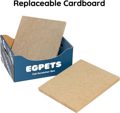Cardboard Cat Scratcher Box with 3PCS Extra-Large Double-Sided Scratching Board, Refillable and Sturdy, Ideal for Hiding, Scratching and Sleeping, Easy to Clean and Assemble, Ink Blue in Saudi Arabia