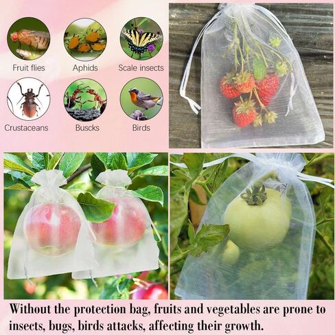 Organza Bags, White Sheer Organza Bags 5" x 7 " 50 PCS Mesh Bags Drawstring Sachet Bag Drawstring Bags Small Jewelry Bags Candy Bags Mesh Gift Bags for Birthday Wedding Party Supply Valentines Easter in Saudi Arabia