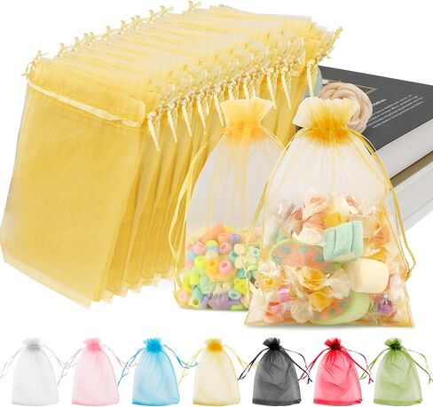 أكياس أورجانزا ، أكياس أورجانية محضات بيضاء 5 "× 7" 50 PCS أكياس شبكية أكياس الرباط أكياس الرباط أكياس مجوهرات صغيرة أكياس الحلوى in Kuwait